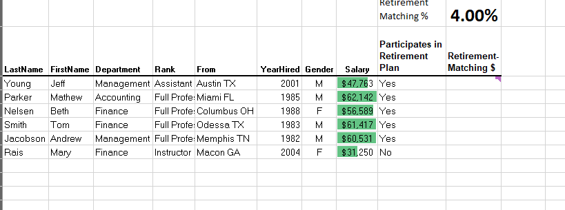 In cell J3, use the IF function to calculate the