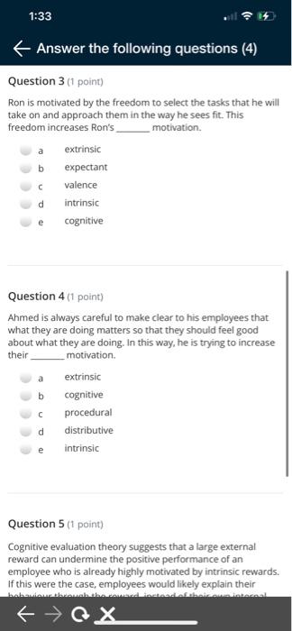 1:33 Answer the following questions (4) Question