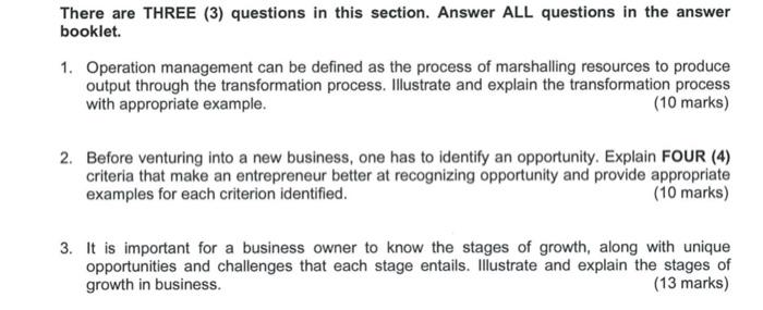 There are THREE (3) questions in this section.