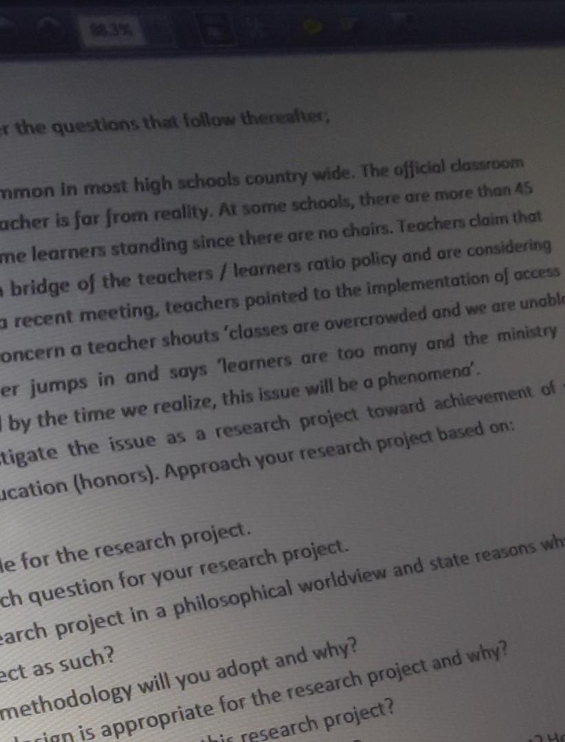 create a working title for the research project.