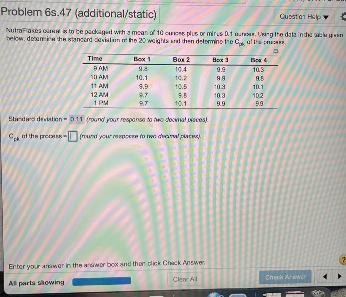 Please help me determine the Cpk Problem 6s.47