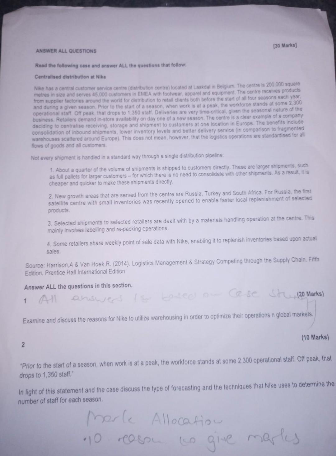 [30 Marks] ANSWER ALL QUESTIONS Read the