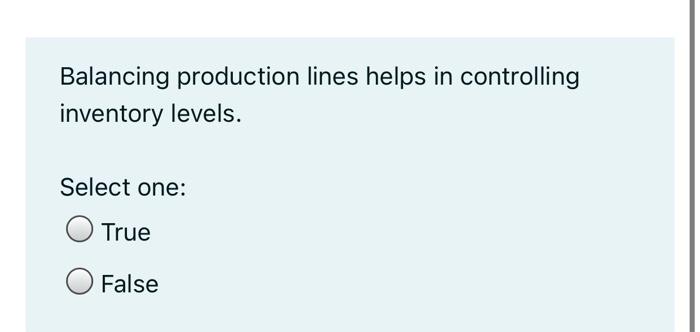 Balancing production lines helps in controlling