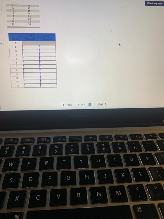 Given the following demand data, compute a simple