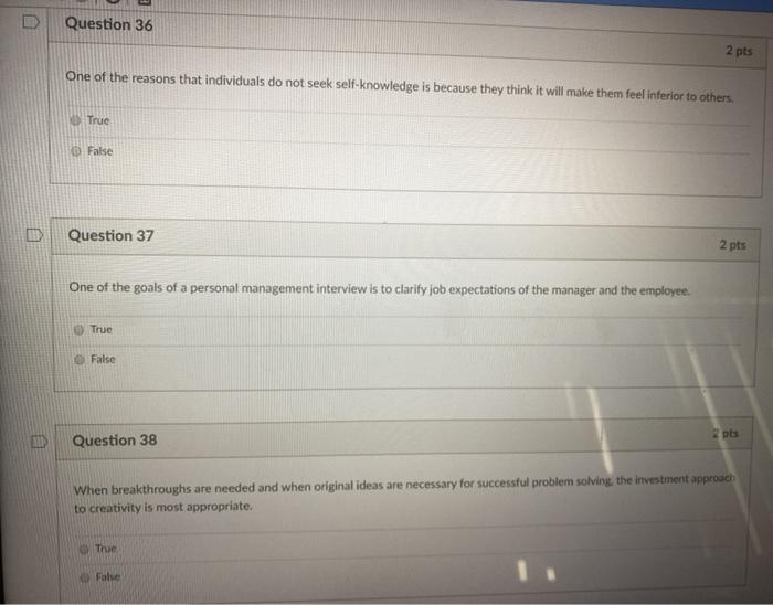 Question 36 2 pts One of the reasons that