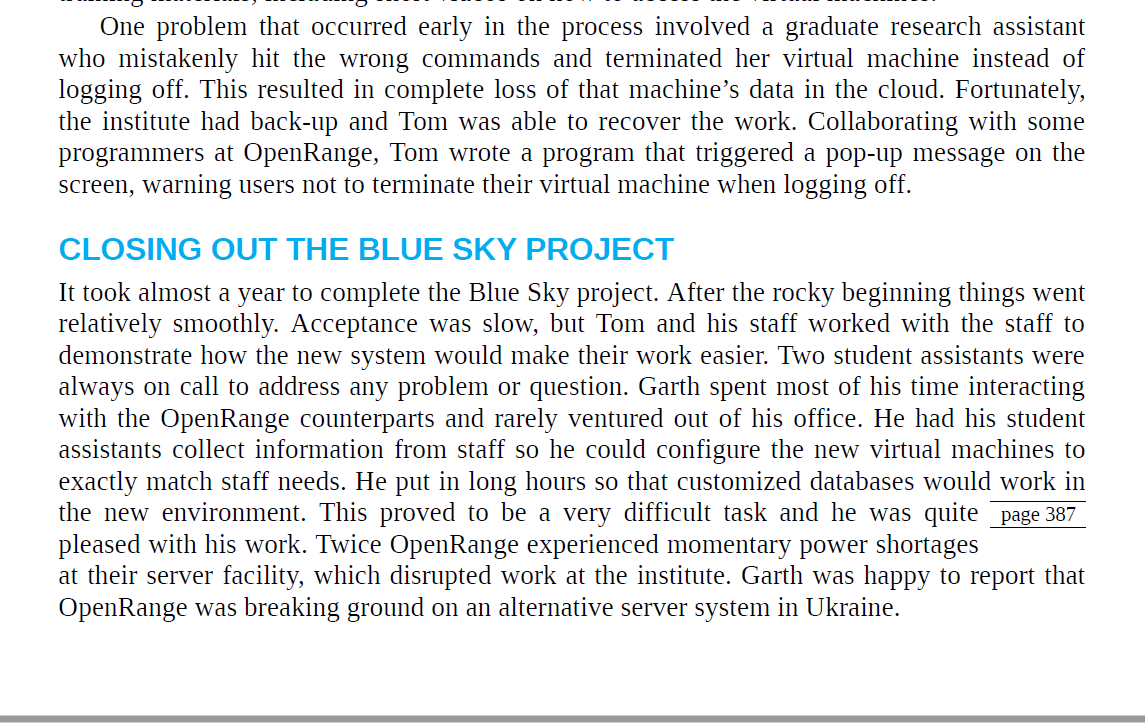 Case 10.1 Es a The Blue Sky Project* Garth Hudson