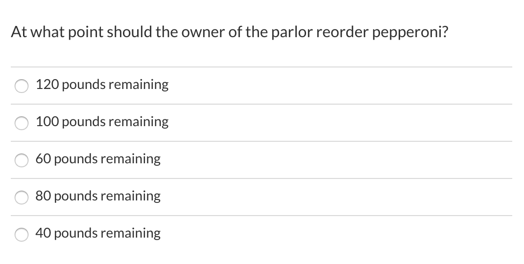 The following information is for questions 8-12.