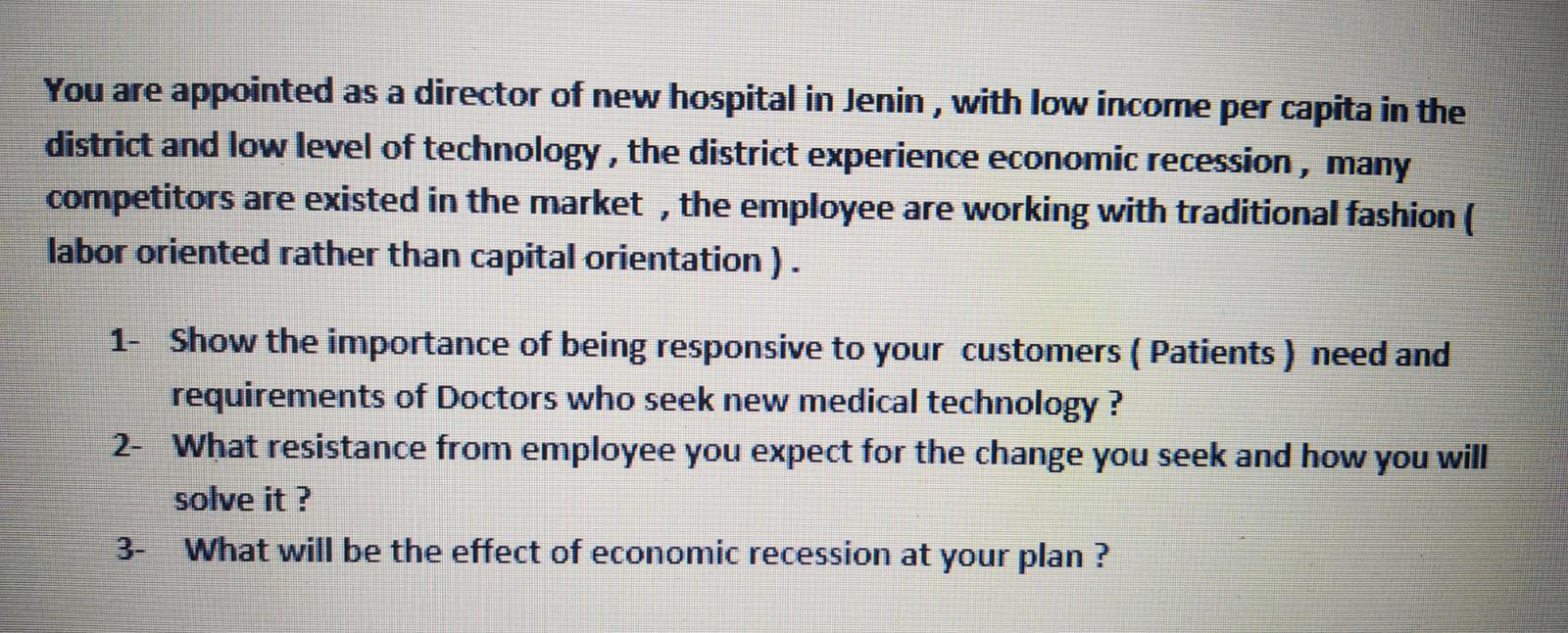 You are appointed as a director of new hospital