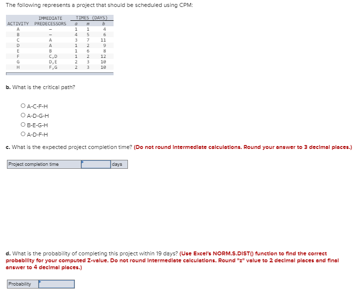 The following represents a project that should be