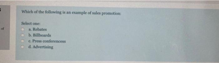 Which of the following is an example of sales