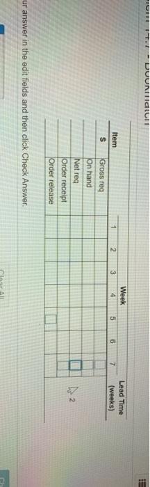 The demand for subassembly is 100 units in week