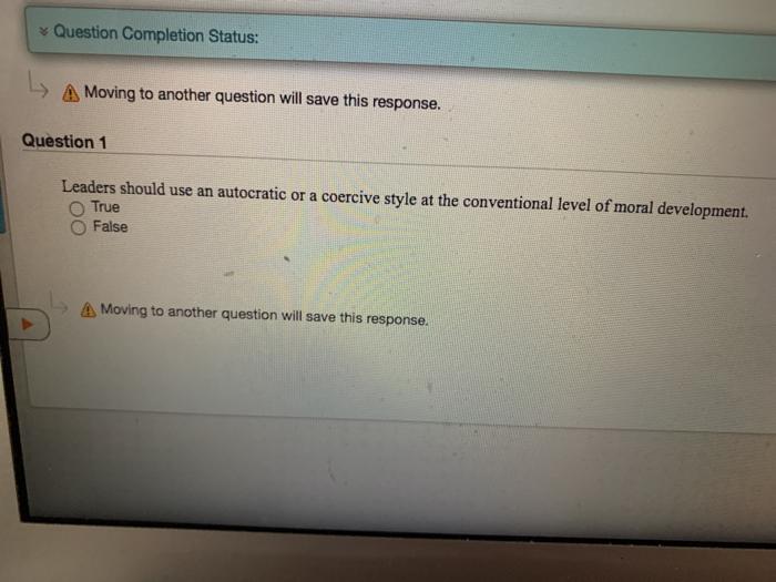 Question Completion Status: A Moving to another