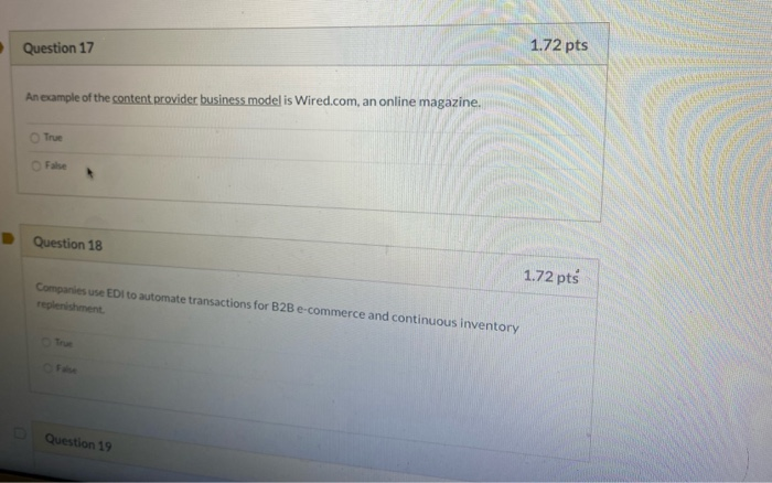 Question 17 1.72 pts An emple of the content