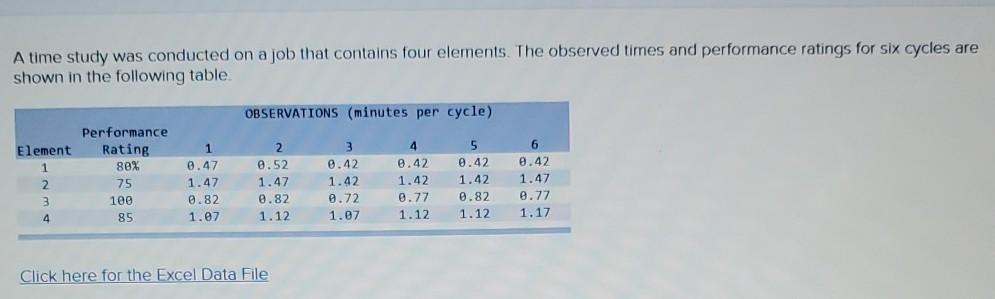 part a. part b. part c. A time study was