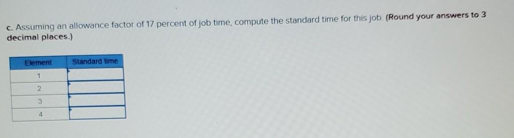 part a. part b. part c. A time study was