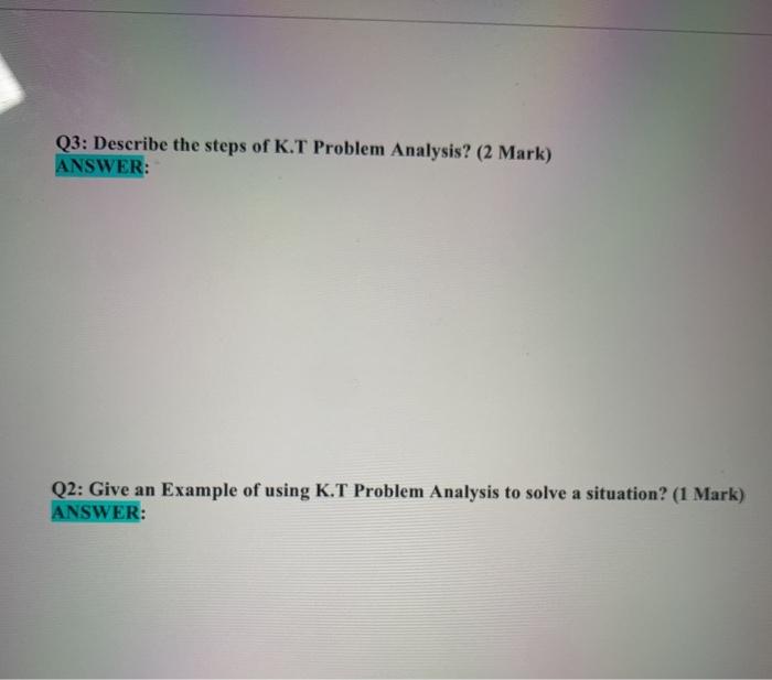 Q1: What dose K.T abbreviation mean? (1 Mark)