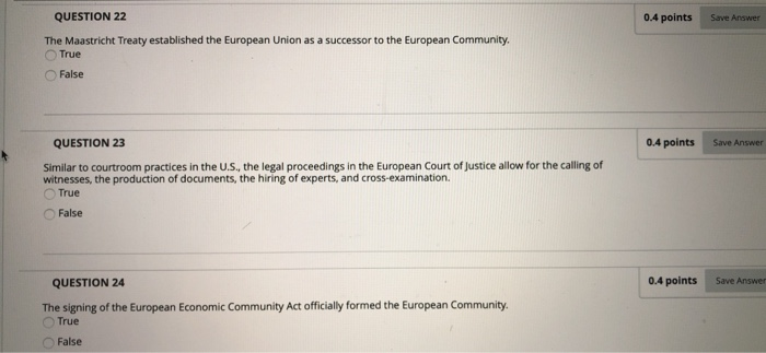 0.4 points Save Answer QUESTION 22 The Maastricht