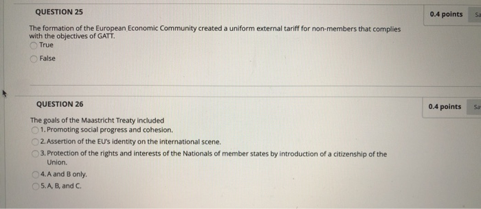 0.4 points Save Answer QUESTION 22 The Maastricht