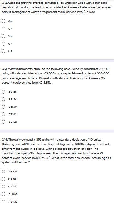 012 Suppose that the average demand is 150 units