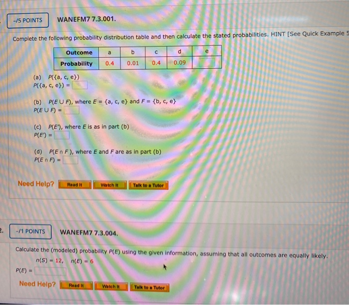 -/5 POINTS WANEFM7 7.3.001. Complete the