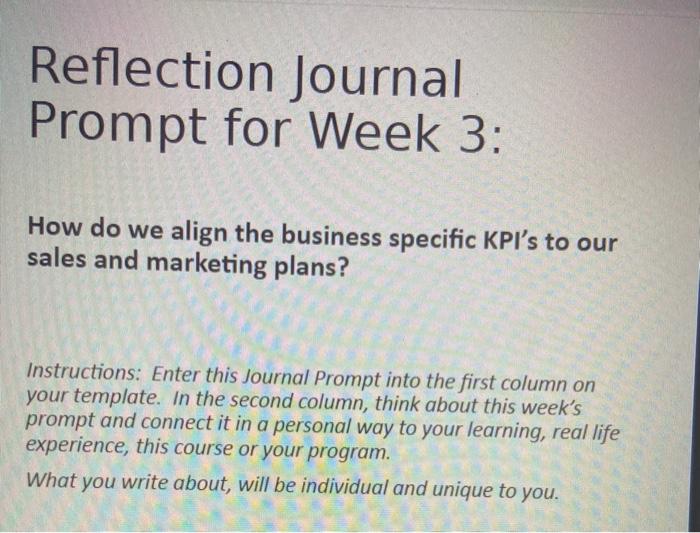 Reflection Journal Prompt for Week 3: How do we