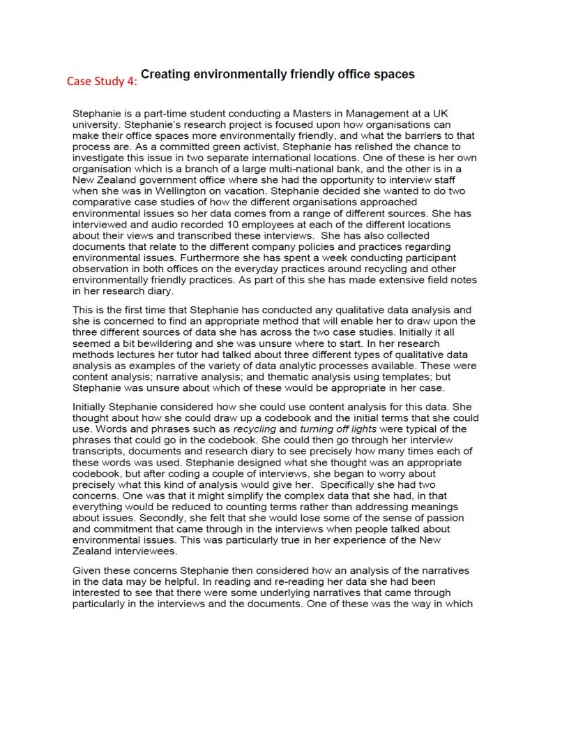 e One was Case Study 4: Creating environmentally