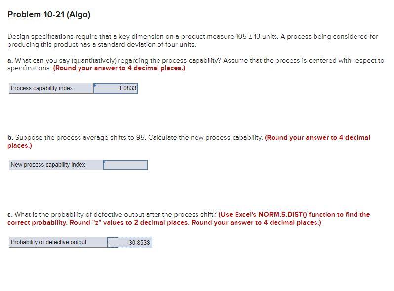 Problem 10-21 (Algo) Design specifications