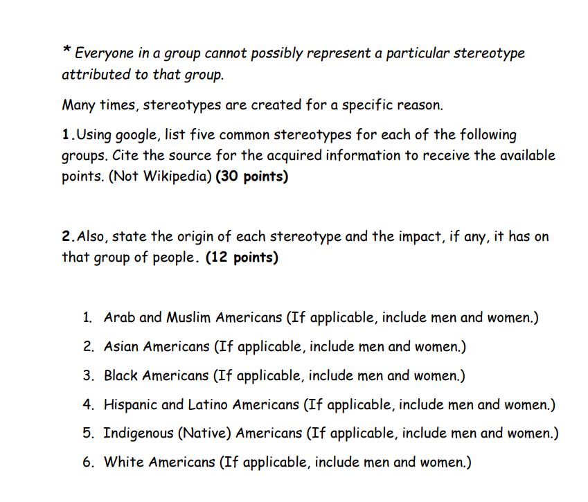 * Everyone in a group cannot possibly represent a