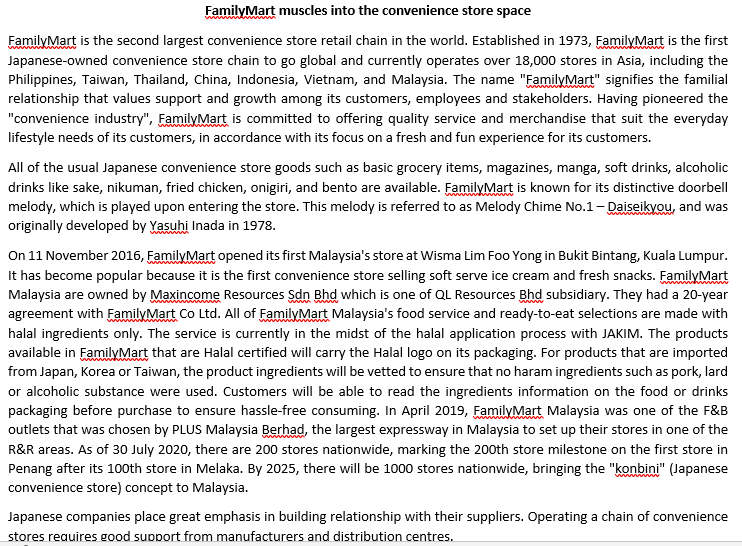 Family Mart muscles into the convenience store