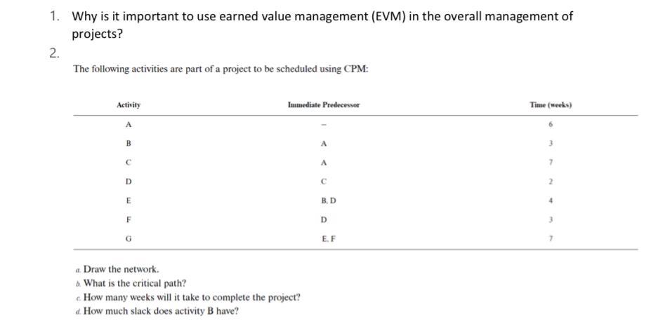 1. Why is it important to use earned value