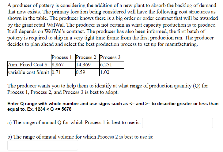 A producer of pottery is considering the addition