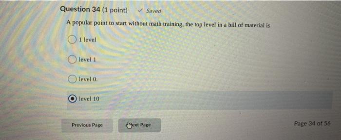 Question 34 (1 point) Saved A popular point to
