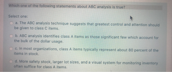 Which one of the following statements about ABC
