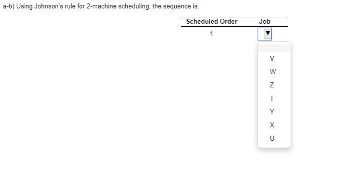a-b) Using Johnson's rule for 2-machine