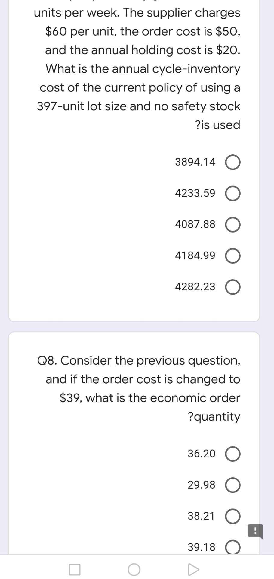 Q8. Consider the previous question, and if the