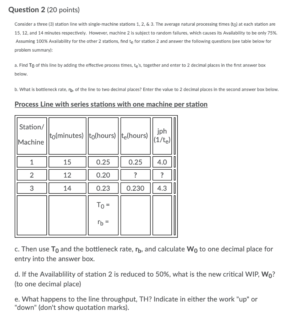 Question 2 (20 points) Consider a three (3)