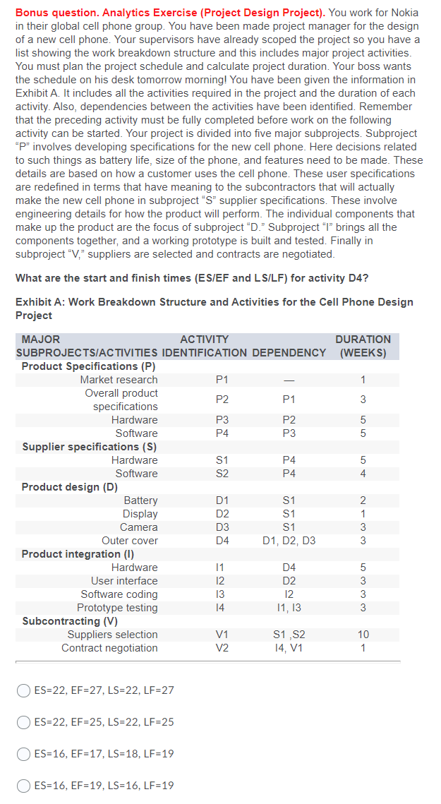 Bonus question. Analytics Exercise (Project