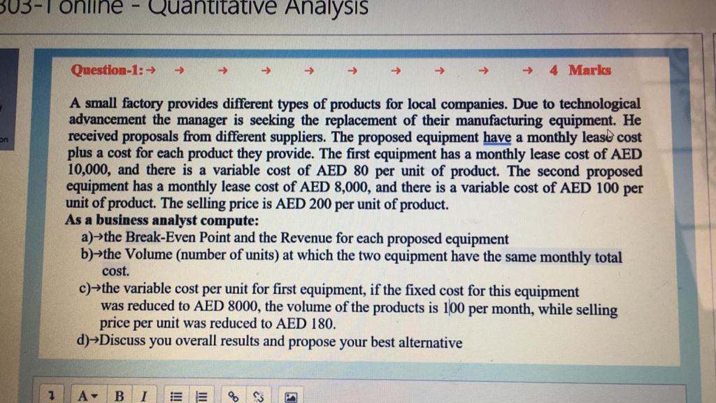 303-1 online Quantitative Analysis Questiom-1: 4