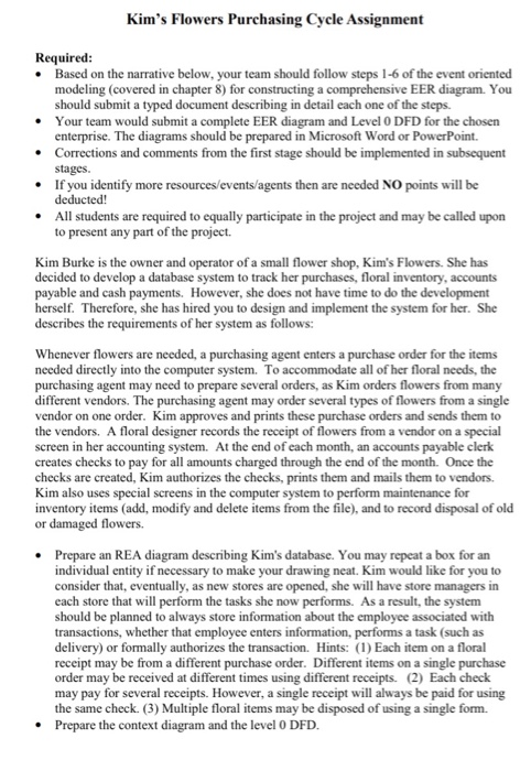 Kim's Flowers Purchasing Cycle Assignment