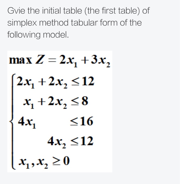 Gvie the initial table (the first table) of