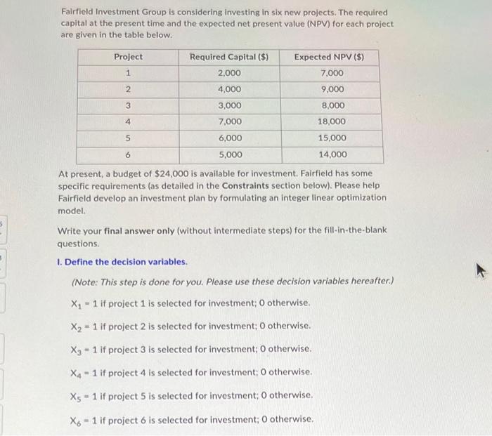 Fairfield Investment Group is considering