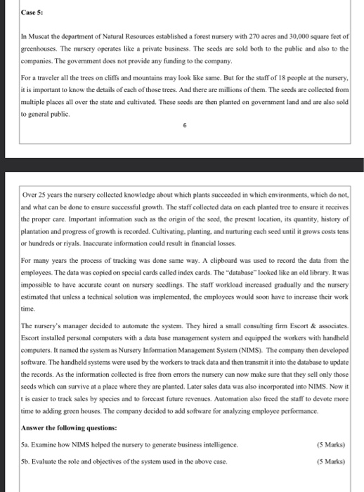 Case 5: In Muscat the department of Natural