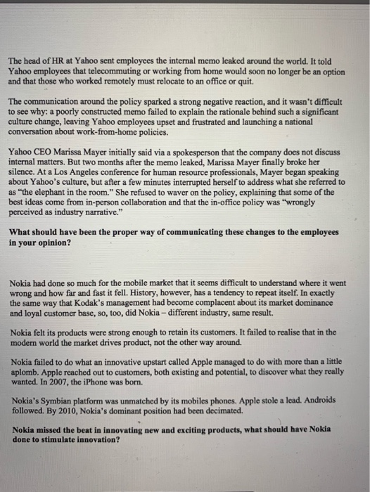 The head of HR at Yahoo sent employees the