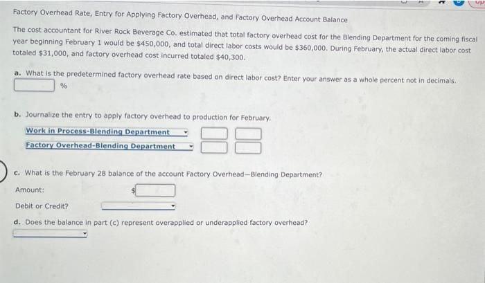 U Factory Overhead Rate, Entry for Applying