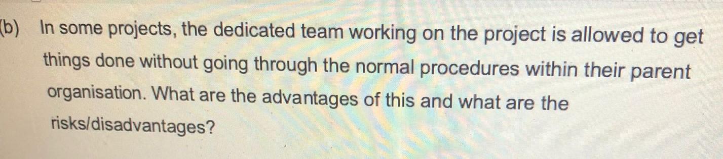 (b) In some projects, the dedicated team working