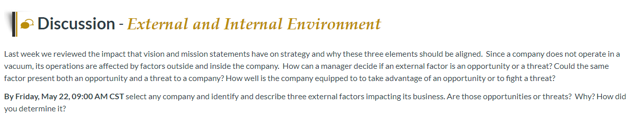 6- Discussion - External and Internal Environment