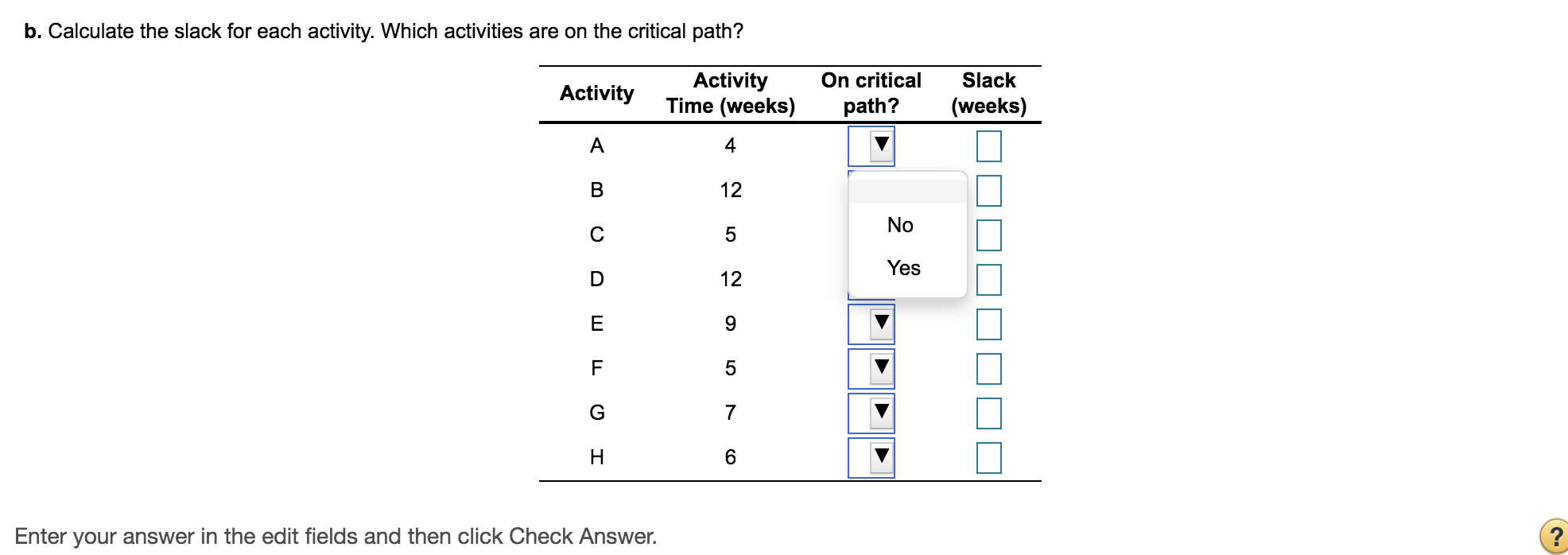 A project for improving a billing process has the