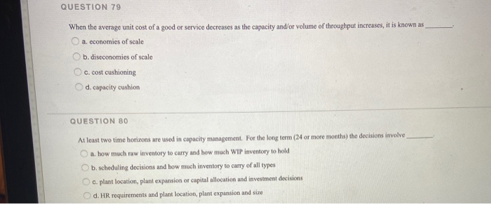 QUESTION 79 When the average unit cost of a good