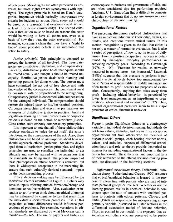 Ferrell & Gresham (1985), A Contingency Framework