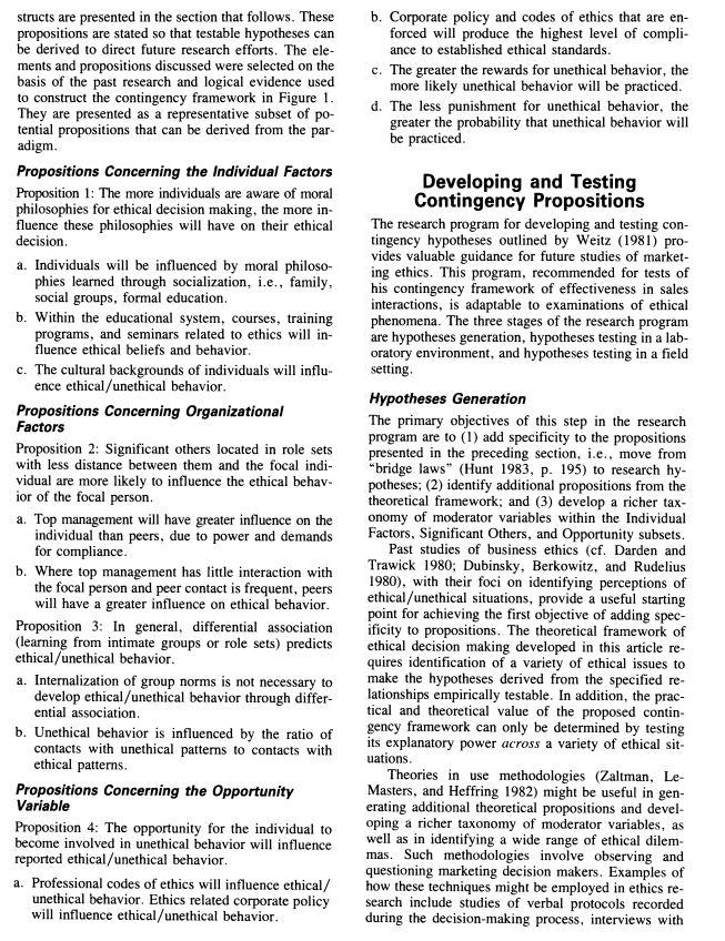 Ferrell & Gresham (1985), A Contingency Framework